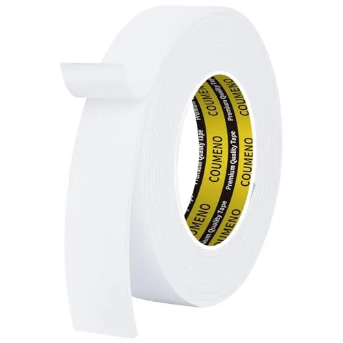 COUMENO Weiß Dichtungsband Selbstklebend,25mm x 5m,3 mm dick,Einseitiges Fensterdichtung Selbstklebend,Schaumstoff & Moosgummi Selbstklebend,Winddicht Dichtband für Türen/Fenster Lücken Rissen