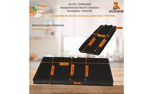 DREHFLEX® Bosch / Siemens / Neff Kohlefilter 11018700 - alternativ - Dunstabzugshaube