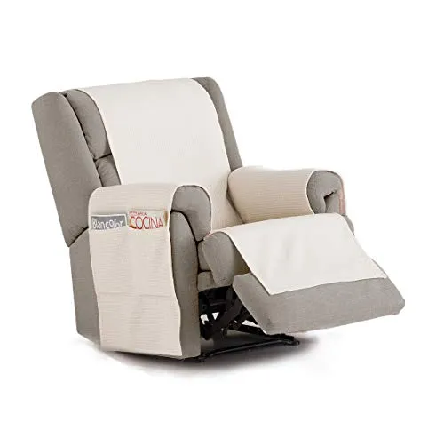 Eysa Bianca Nicht elastisch Sofa überwurf 1 Sessel, Baumwolle, 00-Ecru, 37 x 7 x 29 cm