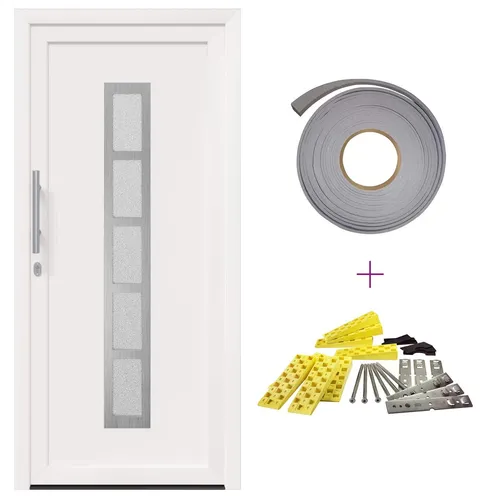 vidaXL Vordertür Weiß 108 x 208 cm PVC - Moderne Composite-Fronttür in Weiß, ideal für drinnen und draußen. Ihr elegantes Design und die langlebige PVC-Oberfläche sorgen für einen einladenden Zugang und einfache Pflege. Inklusive Zubehör für die unkomplizierte Montage.
