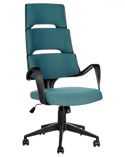 Beliani Bürostuhl Stoffbezug blau/schwarz - Moderner Bürostuhl für Home-Office, mit ergonomischer Rückenlehne und höhenverstellbarer Gasfeder für optimalen Komfort.