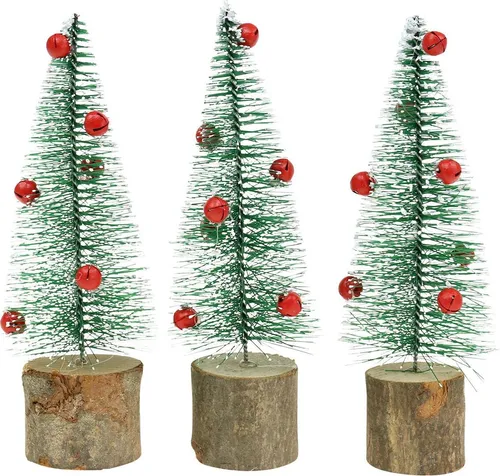 Tannenbaum Grün beschneit Deko-Miniaturen Ø5cm H15cm (6 Stück) Weihnachtsdeko