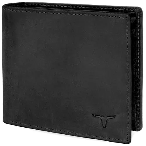 URBAN FOREST Geldbörse - RFID Schutz Geldbeutel mit Münzfach, elegantes schwarzes Leder für Herren