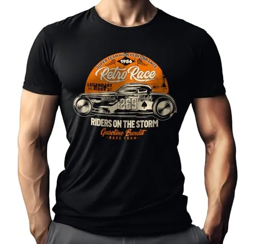 Herren T-Shirt für US-Cars Classic Auto Oldtimer Hot-Rod Fans: Classic Race - Riders on The Storm