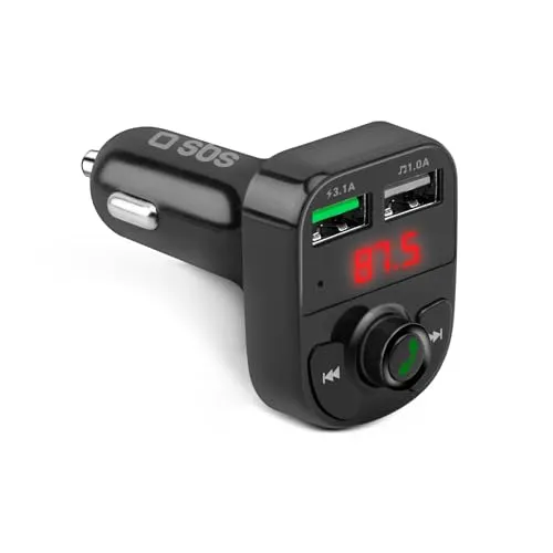 SBS 15-W-Autoladegerät mit Bluetooth-FM-Transmitter, Radio, Freisprecheinrichtung, MP3, Audio-Player, LCD-Display, integrierte Bedienelemente, Schnellladung, Adaptive Fast Charge (AFC), USB 3.1