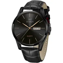 Herren Armbanduhr Quarz Analog mit Datum & Wochentag