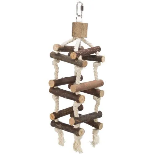 Tower with Rope 34cm - Dekor für Kleintierbehausungen, ideal für Vogelhaltung durch natürliche Form und hochwertiges Rindenholz