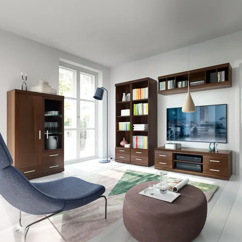 Produktbild Lomadox Wohnwand IMPERIA-129, 5-teiliges Wohnzimmer Set Nussbaum