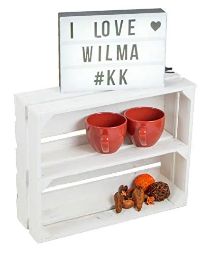 Kistenkolli Altes Land flaches Obstkistenregal Wilma längs weiß Weinkistenrgegal Gewürzregal Weinkistenregal Tassenschrank Regalkiste