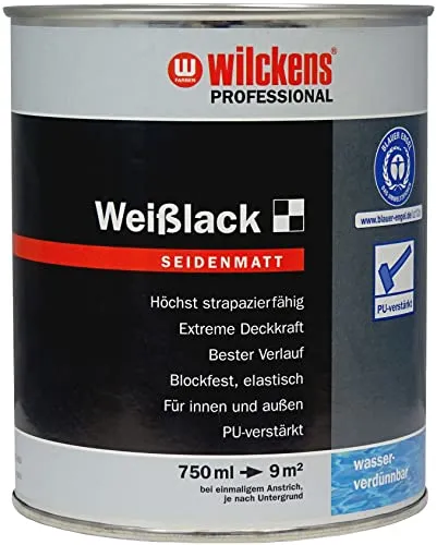 Wilckens Professional Weißlack seidenmatt, 750 ml, Weiß