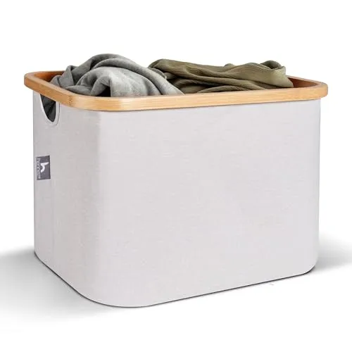 HENNEZ Aufbewahrungskorb 40l für IKEA KALLAX - Dekokorb für Holzaufbewahrung, ideal für Ordnung im Wohnzimmer oder Kinderzimmer. Stylisches Design in Beige, perfekt passend für KALLAX Regale.