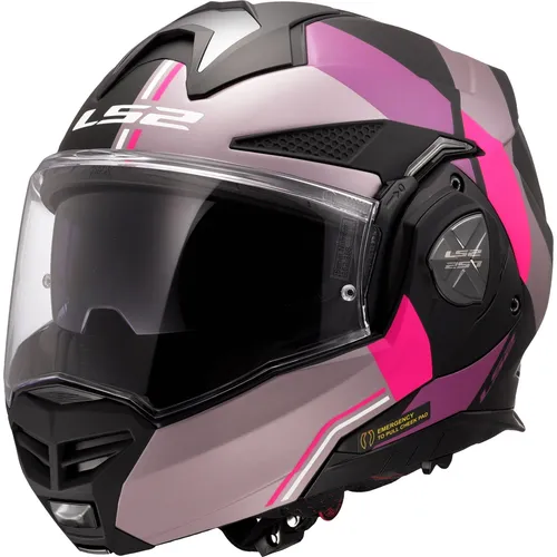Motorrad Helm XS - LS2 Advant X Ultra FF901 Klapphelm - grau-pink matt
