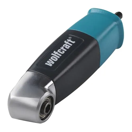 wolfcraft Winkelgetriebe 1 Stück, 4688000 - Verbindungen, ideal für präzises Bohren und Schrauben im 90°-Winkel mit magnetischer Sechskant-¼''-Aufnahme für schnellen Werkzeugwechsel und kompaktem Design.