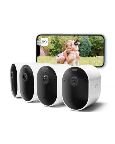 Arlo Pro 5 WLAN Überwachungskamera aussen X3 mit SmartHub - Überwachungskamera mit 2K UHD, verbesserten Farbnachtsicht und 160° Blickwinkel für optimale Sicherheit rund um die Uhr.