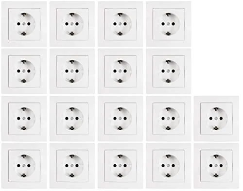 MC POWER FLAIR 18er Pack Wandsteckdosen mit Rahmen - Steckdosen Set in Weiß matt, ideal für die stilvolle Ausstattung Ihrer Wohnung. Perfekt für Wohnzimmer, Schlafzimmer und Küche – zeitloses Design und einfache Installation.