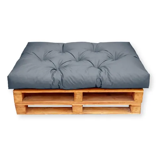 4L Textil Palettenkissen waschbar Palettenauflagen Europaletten Sitzkissen Rückenlehne wetterfest (Sitzkissen 120x80 cm, Dunkelgrau Uv-beständig)