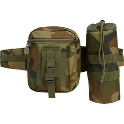 Brandit Waistbeltbag Allround Woodland Gr. OS - Gürteltaschen für Outdoor-Aktivitäten, aus robustem 600DEN Polyester, mit Molle-System und abnehmbarem Flaschenhalter – ideal für Beruf, Freizeit und Sport.