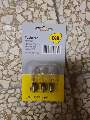 Topkerze Riffelkerze 34V 3W E10 klar Innen Lichterkette Schwibbogen 3er Set