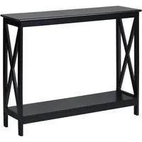 Costway Beistelltisch Industrie Design Schwarz 2 Ebenen 100 x 30 x 80 cm - Stylischer Beistelltisch im Industrie-Design mit stabiler Konstruktion aus hochwertigem MDF. Bietet zusätzliche Ablagefläche und ist leicht zu reinigen – ideal für jedes Zuhause.
