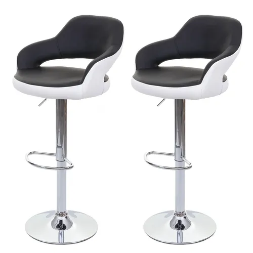 PROREGAL 2er-Set Stylische Barhocker mit Lehne, höhenverstellbar - Elegante Barhocker aus Kunstleder und verchromtem Metall für höchsten Sitzkomfort. Stufenlos höhenverstellbar und 360° drehbar – ideal für Küche oder Bar. Belastbar bis 120 kg, inklusive Fußablage für entspanntes Sitzen.