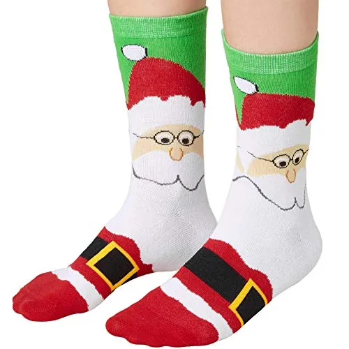 dressforfun 900856 Unisex Weihnachts Socken mit Weihnachtsmann Motiv, atmungsaktiv, grün rot weiß - diverse Größen - (47-50 | Nr. 303505)