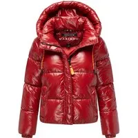 Marikoo Damen Winter Steppjacke Skyraa – Glänzendes Design mit Kapuze - Die Marikoo Skyraa Winter Steppjacke vereint Stil und Funktionalität. Mit ihrem glänzenden Obermaterial und der abnehmbaren Kapuze ist sie ideal für kalte Tage. Warme Fleece-Taschen und elastische Armabschlüsse garantieren Komfort und perfekte Passform.