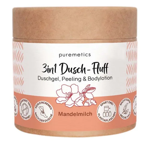 puremetics Körperpeeling 3in1 Dusch-Fluff - Mandelmilch 250g