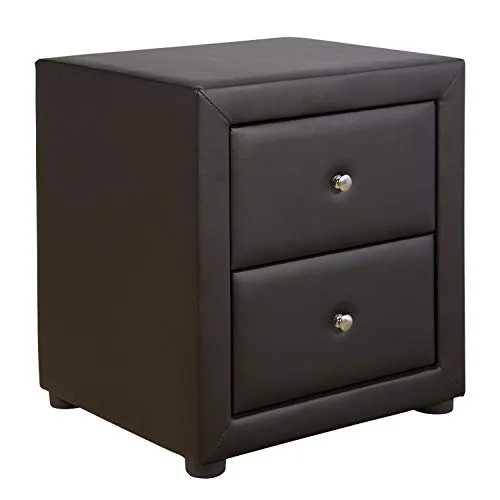 Homestyle4u 1834 Nachtschrank - Brauner Nachttisch mit 2 Schubladen - Eleganter Nachttisch aus Kunstleder in warmem Braun, ideal für Schlafzimmer. Mit 2 praktischen Schubladen bietet er viel Stauraum und stabilen Stand.