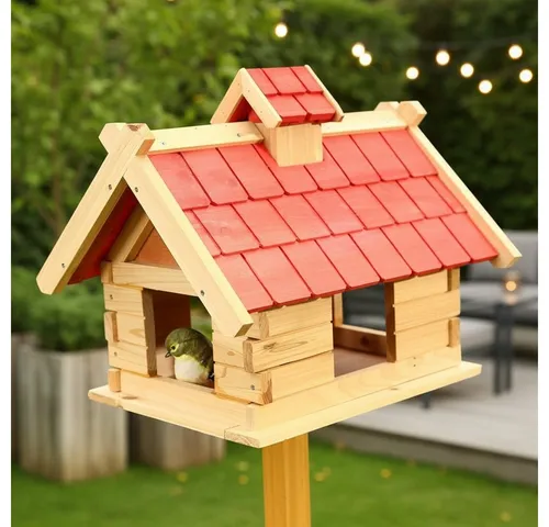 Feel2Home Vogelhaus Vogelhaus Vögelhäuschen Holz Vogelfutterhaus Futterhaus XXL Vogelvilla, Dachschindeln und Haus sind lasiert