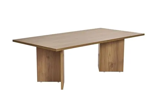 Ovaler Wohnzimmertisch Sabin aus Melaminholz - Braun - Eleganter Couchtisch mit klaren Linien und stabiler Bauweise. Die melaminbeschichtete Oberfläche schützt vor Kratzern und Feuchtigkeit, ideal für jedes Wohnzimmer. Maße: 60 x 119 x 40 cm.