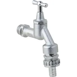 Auslaufhahn Matt verchromt mit Rückflussverhinderer - Sanitärinstallation, elegantes Design mit integriertem Rückflussverhinderer für maximale Sicherheit und Hygiene.