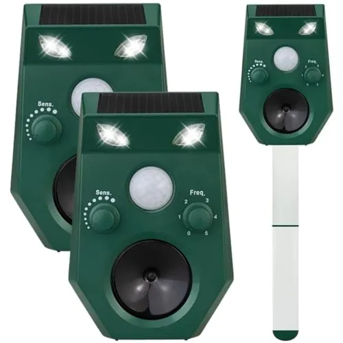 Agrarzone Ultraschall Tiervertreiber Solar - Bewegungssensor und Starkes Blitzlicht - Hundeschreck Marderschreck Katzenschreck für Garten - Effektive Katzenabwehr Hundeabwehr Ultraschall