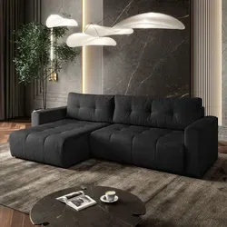 Lookway Ecksofa ASTON L-Form Couch mit Schlaffunktion in schwarz von Lookway
