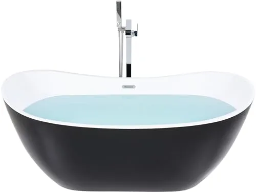 Edle freistehende Acryl Badewanne oval schwarz 170 x 77 cm Antiqua