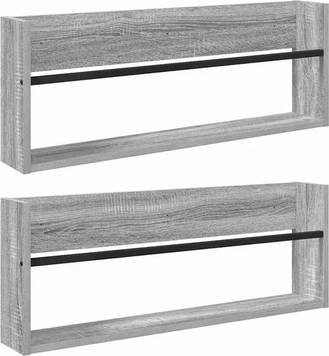 vidaXL Magazinregal 2er Set Graues Sonoma 80 x 12 x 30 cm - Stylisches wandmontiertes Magazinregal aus robustem Holzwerkstoff, ideal für platzsparende Organisation in Wohnzimmer oder Büro. Modernes Design für jeden Einrichtungsstil.