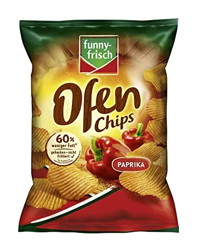Funny-Frisch Ofen Chips Paprika 125g - Chips aus dem Ofen, natürlich gebacken mit würzig-fruchtigem Paprikageschmack. Ohne künstliche Zusätze und perfekt für Vegetarier - der gesunde Snack für jeden Anlass!