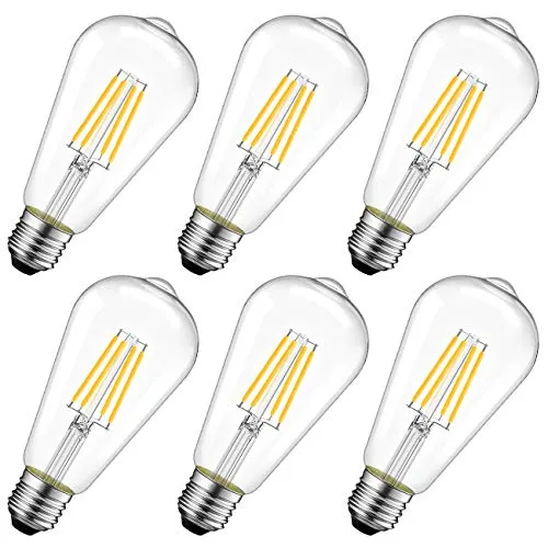 LVWIT Glühlampe LED Classic Edison Lampe E27, 4W ersetzt 40 Watt, 470lm, 2700K warmweiß, ST64 vintage (6er Pack)
