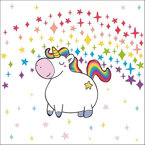 Ambiente Serviette Motiv : Polly das Einhorn - 20 Servietten pro Packung, 33x33 cm