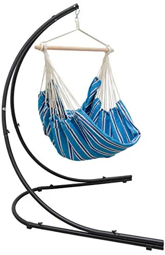 Freistehendes Stahl-Hängestuhlgestell 210cm mit XXL Hängesessel - Hängesessel-Set für 2 Personen, aus 100% Baumwolle, ideal für Garten und Zuhause – luxuriöser Komfort und stilvolles Design für entspannte Stunden.