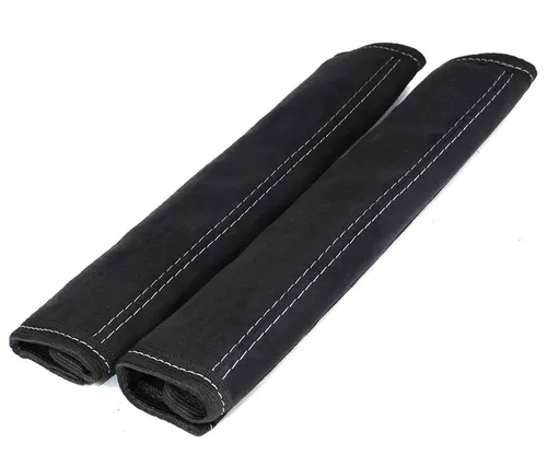 2x Gurtschoner weich samt Schwarz Naht Grau Gurtpolster Schoner Sicherheitsgurt