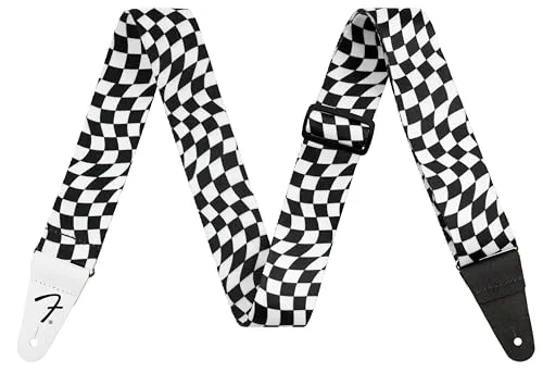 Fender Wavy Checkerboard Strap - Gitarrengurt im Wavy-Checkerboard-Design, verstellbar von 860 mm bis 1500 mm für optimalen Tragekomfort und ein stylisches Bühnenbild.