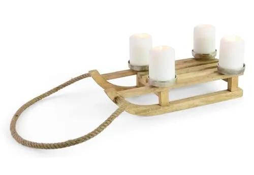 itsisa Kerzenhalter Adventskranz Schlitten 41x17 cm aus Holz - Nostalgie Schlitten, Halter Kerze, Winterdeko, Deko Skihütte, Weihnachtsdeko, Winter Dekoration, Advent, Weihnachten