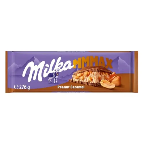 Milka Mmmax Peanut Caramel – Alpenmilch-Schokolade mit Erdnüssen und Karamell