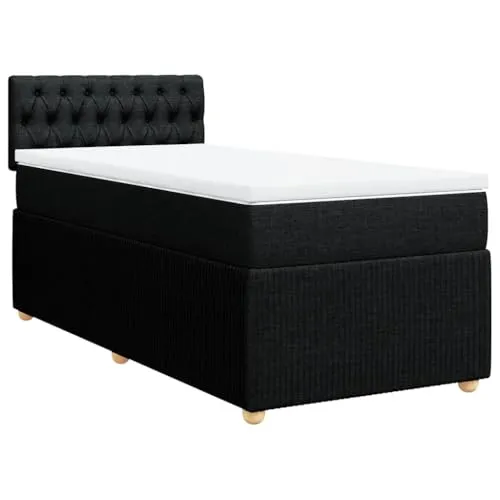 vidaXL Boxspringbett mit Matratze 100x200 cm Schwarz von vidaXL