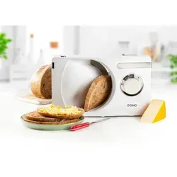 DOMO DO523S Elektrischer Allesschneider – Brotschneidemaschine mit 120W - Allesschneider für präzises Schneiden von Brot, Wurst und Schinken mit stufenlos einstellbarer Schnittstärke und hochwertigem Edelstahlmesser. Kompakt und leicht zu reinigen, ideal für jede Küche.