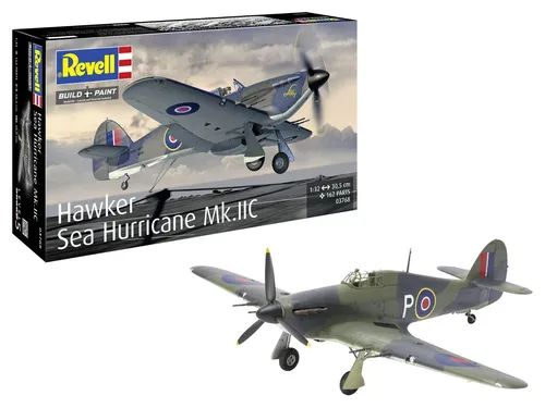 Revell 03768 - 1/32 Hawker Sea Hurricane Mk.IIC Modellbau - Flugzeug Modellbausatz im Maßstab 1:32, ideal für Flugzeugliebhaber und Bastler, unmontierter Bausatz aus hochwertigem Kunststoff