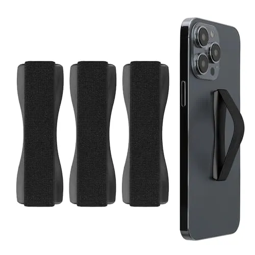 kwmobile Smartphone Fingerhalter 3 Set - Handy Halter Griff Halterung Einhandbedienung - 3X Handyhalter in Schwarz