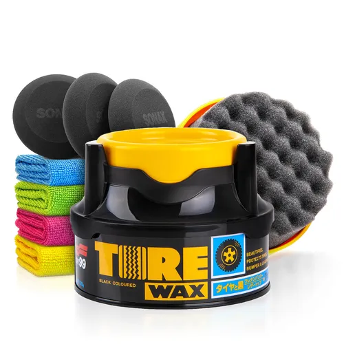 Soft99 Reifenpflege Tire Wax Black Reifenglanz Räderpflege Gummi Pflege Set