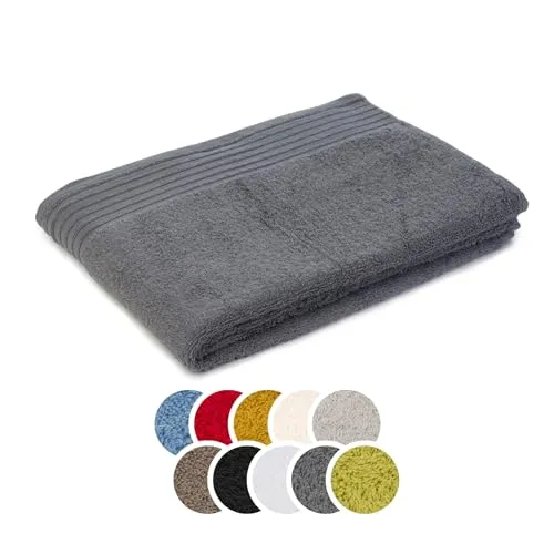 liebling Duschtuch Baumwolle, Serie Frankfurt, 400 gr. / m², 70 x 140 cm, 60 Grad, mit hochw. Borte, saugstark, Farbe: anthrazit