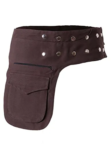 vishes Gürteltasche aus Baumwolle mit Druckknöpfen - Braun - Stylische Bauchtasche aus robuster Baumwolle, ideal für Reisen und Freizeit. Mit verstellbarem Gürtel und sicherem Halt durch Druckknöpfe. Perfekt für Wertsachen und praktische Aufbewahrung.